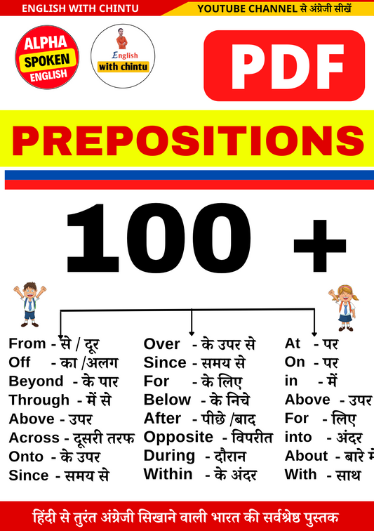 All Prepositions with examples (PDF)